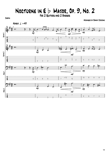 Nocturne in Eb Major, Op. 9, No. 2 (For 2 Guitars and 2 Basses)