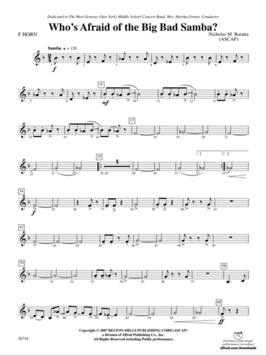 Who's Afraid of the Big Bad Samba?: 1st F Horn