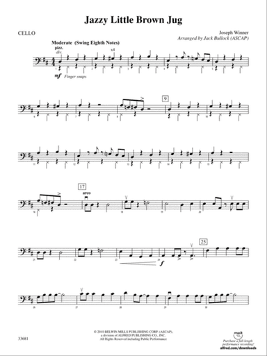 Jazzy Little Brown Jug: Cello
