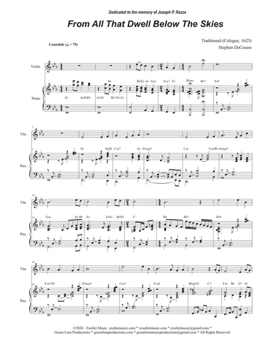 From All That Dwell Below The Skies (Violin solo and Piano)