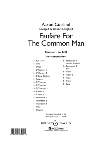 Fanfare For The Common Man - Conductor Score (Full Score)
