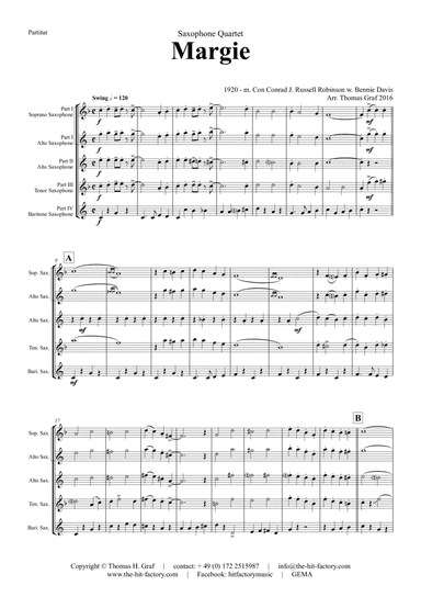 Margie - Dixieland Classic - Saxophone Quartet