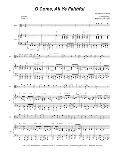 O Come All Ye Faithful (Viola solo and Piano)