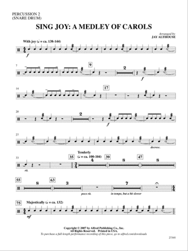 Sing Joy: A Medley of Carols: 2nd Percussion