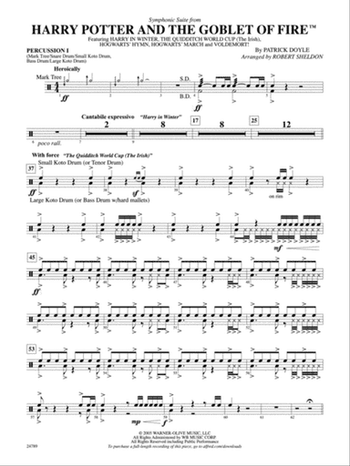 Harry Potter and the Goblet of Fire, Symphonic Suite from: 1st Percussion