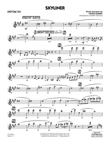 Skyliner (arr. Sammy Nestico) - Baritone Sax