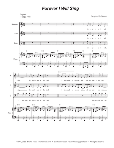 Forever I Will Sing (Vocal Trio - (SAB)