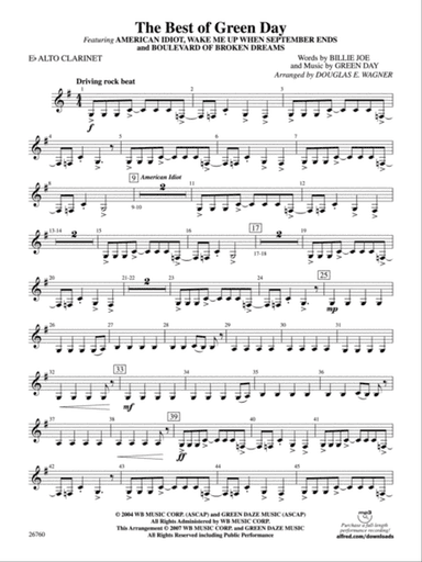 The Best of Green Day: E-flat Alto Clarinet