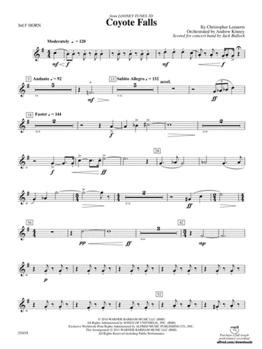 Coyote Falls (from Looney Tunes 3D): 3rd F Horn