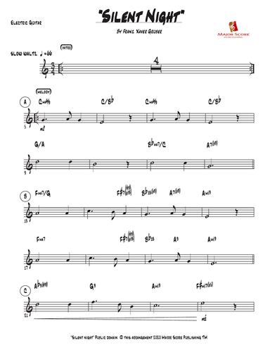 Silent Night - Electric Guitar & Piano (C Major)