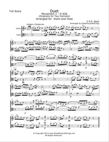 Bach, C.P.E. - Duet for Violin and Viola