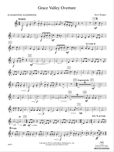Grace Valley Overture: E-flat Baritone Saxophone