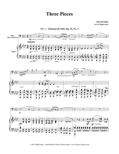 Three Pieces for Tuba or Bass Trombone & Piano