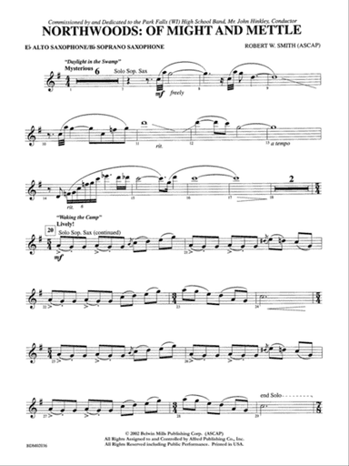 Northwoods: Of Might and Mettle: E-flat Alto Saxophone