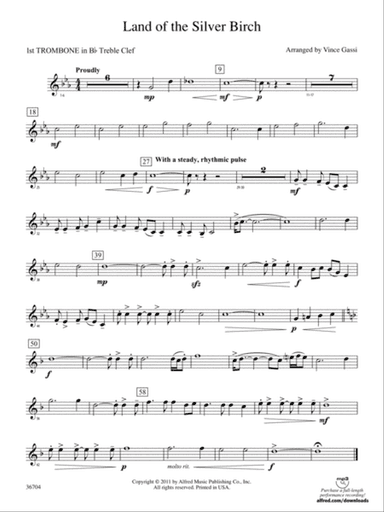 Land of the Silver Birch: (wp) 1st B-flat Trombone T.C.
