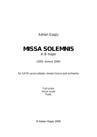 Missa Solemnis, op. 27 - Score Only