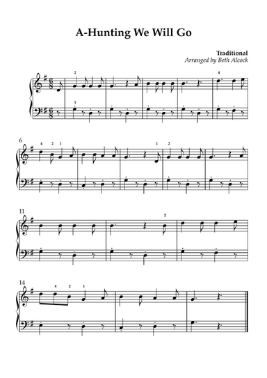 A-Hunting We Will Go - easy piano