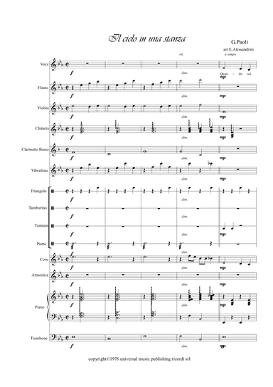 Il Cielo In Una Stanza - Score Only