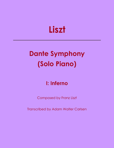 Liszt Inferno Dante Symphony Solo Piano