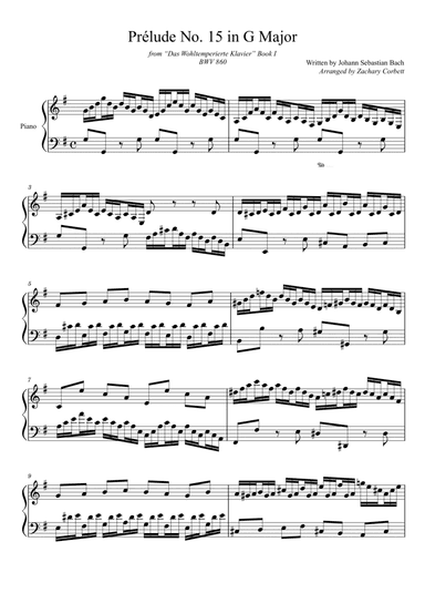 Prelude No. 15 BWV 860 in G Major