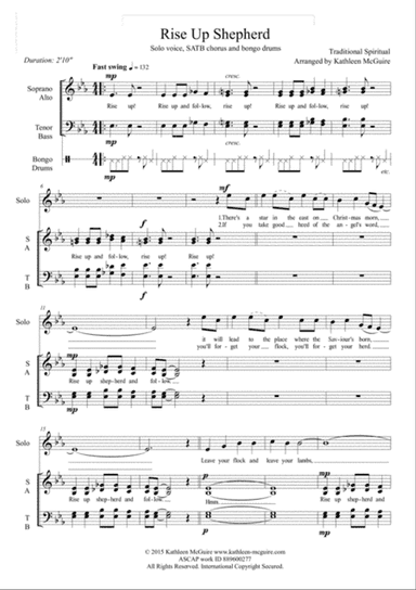 RISE UP SHEPHERD - traditional spiritual arr Kathleen McGuire (SATB a cappella, percussion)