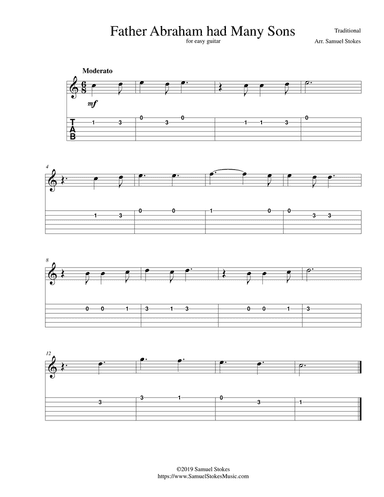 Father Abraham had Many Sons - for easy guitar with TAB