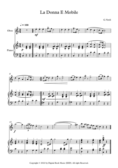 La Donna E Mobile - Giuseppe Verdi (Oboe + Piano)
