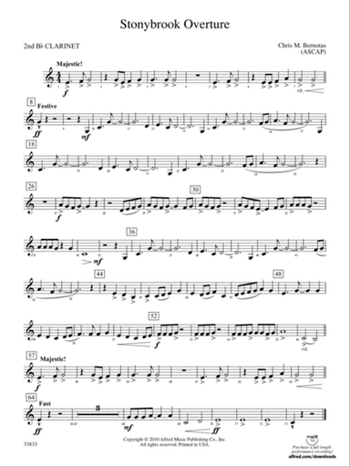 Stonybrook Overture: 2nd B-flat Clarinet