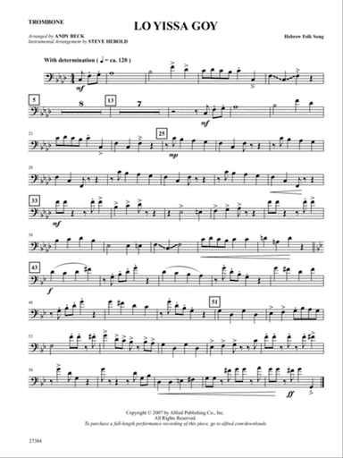 Lo Yissa Goy: 1st Trombone