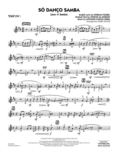 Só Danço Samba (Jazz 'n' Samba) (arr. Mark Taylor) - Tenor Sax 1
