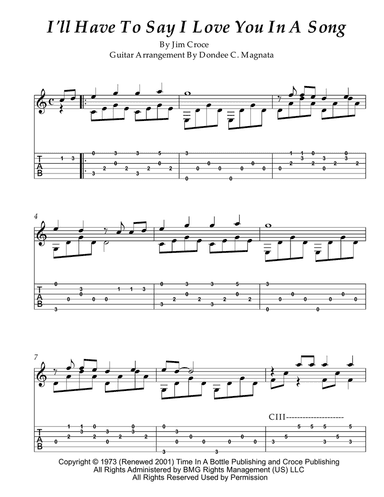 I'll Have To Say I Love You In A Song