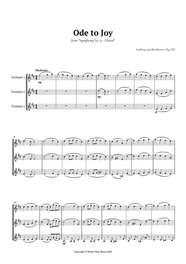 Ode to Joy by Beethoven for Trumpet Trio