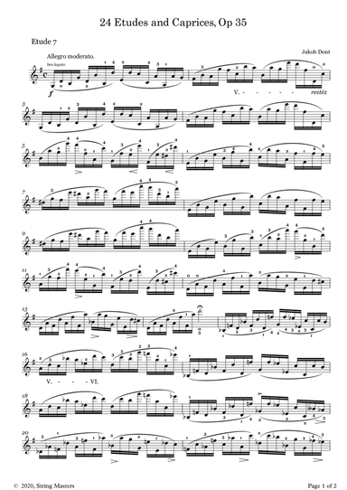 DONT 24 Etudes and Caprices Op35, for Violin No 07