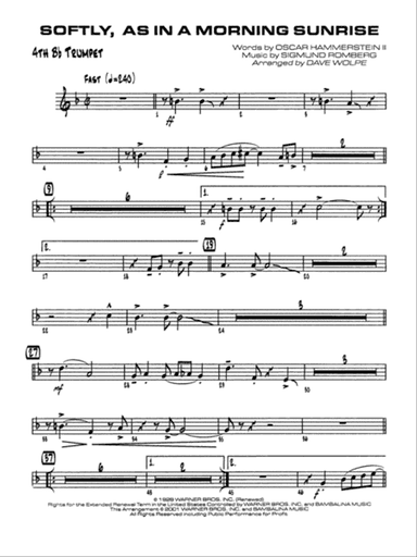Softly, As in a Morning Sunrise: 4th B-flat Trumpet