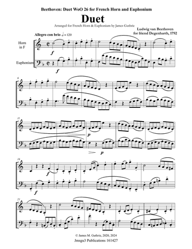 Beethoven: Duet WoO 26 for French Horn & Euphonium