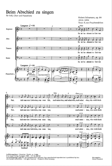 Beim Abschied zu singen