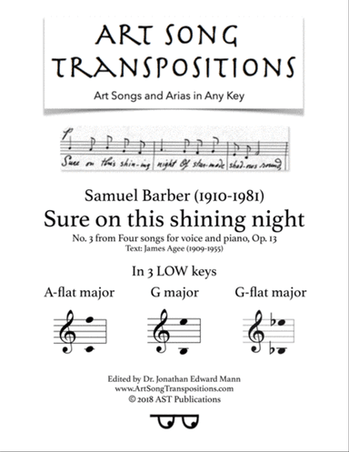 Sure On This Shining Night, Op. 13, No. 13