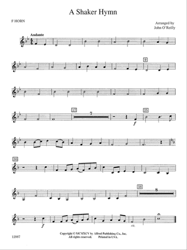 A Shaker Hymn: 1st F Horn