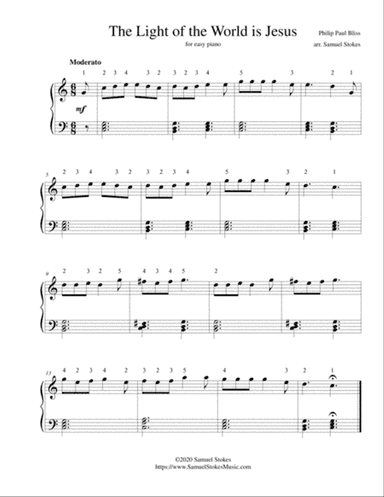 The Light of the World is Jesus - for easy piano