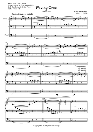 Waving Grass (For solo organ), Opus 12