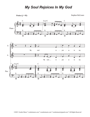My Soul Rejoices In My God (Duet for Soprano and Alto solo)