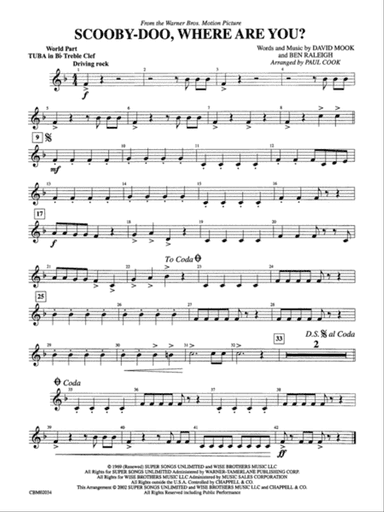 Scooby-Doo, Where Are You?, Theme from: (wp) B-flat Tuba T.C.
