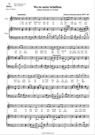 Wo ist mein Schaflein, BWV 507 (D-flat Major)