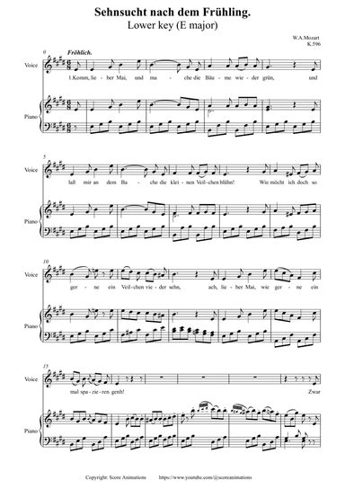 MOZART: “Sehnsucht nach dem Frühling“ K.596 Lower key E major