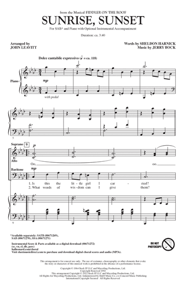 Sunrise, Sunset (from Fiddler On The Roof) (arr. John Leavitt)