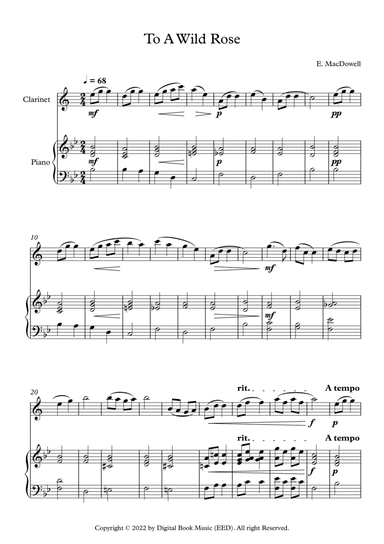 To A Wild Rose - Edward MacDowell (Clarinet + Piano)