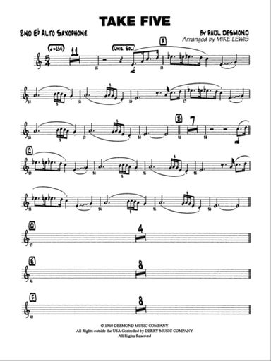 Take Five: 2nd E-flat Alto Saxophone