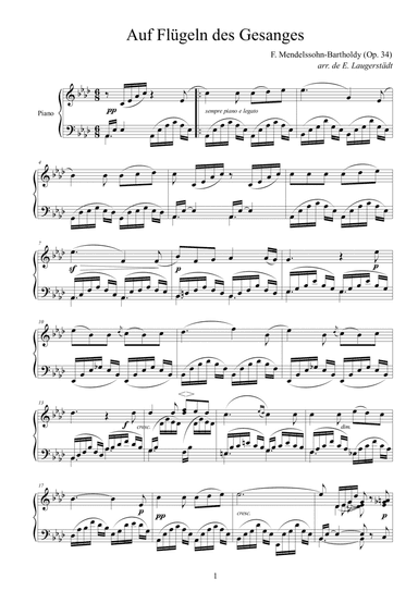 On the wings of song (Aud Flügeln des Gesanges, Op. 34)