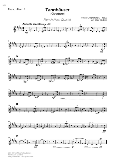 Tannhäuser (Overture) - French Horn Quartet (Individual Parts)