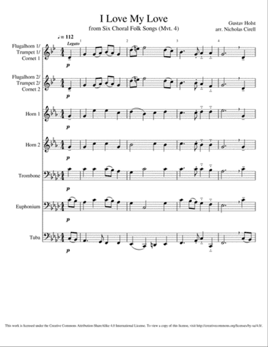 I Love My Love from Six Choral Folk Songs (Mvt. 5)